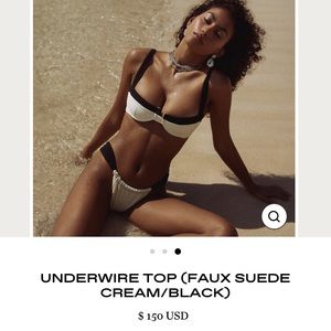 SAME FAUXE SUEDE CREAM/BLACK UNDERWIRE TOP AND BOTTOMS